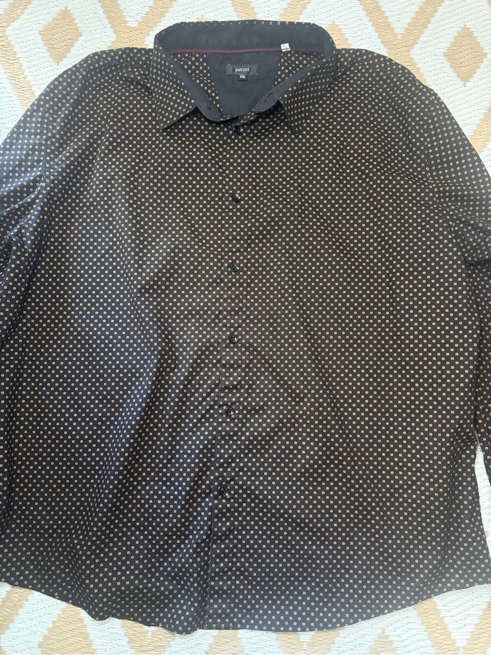 Pavini Black Button-Up Shirt Jacket with Tan Dot Print